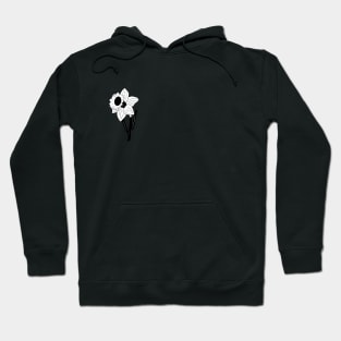 Black and White Daffodil Flower Hoodie